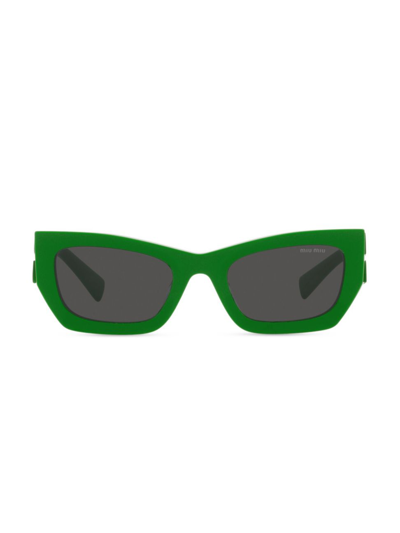 Miu Miu 53mm Rectangle Sunglasses In Green