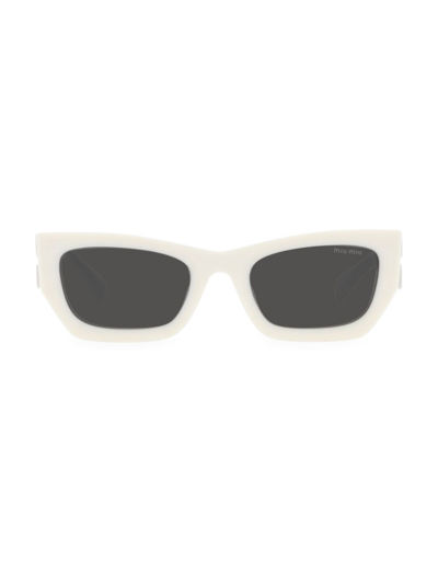 Miu Miu 53mm Rectangle Sunglasses In White