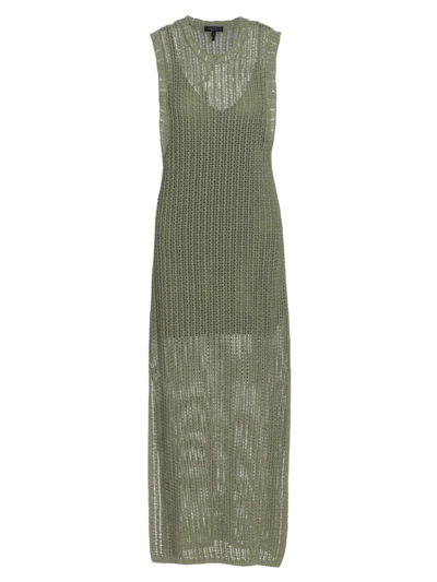 Rag & Bone Riley Crochet-knit Split Hem Maxi Dress In Sage Green