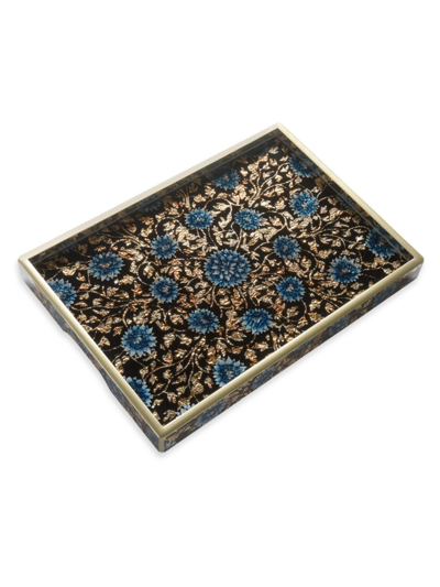 Nomi K Hand-painted Floral Tray In Blue