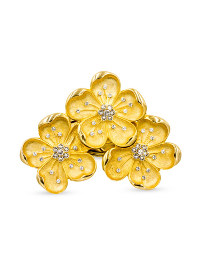 Nomi K Trio Flower Napkin Ring In Gold