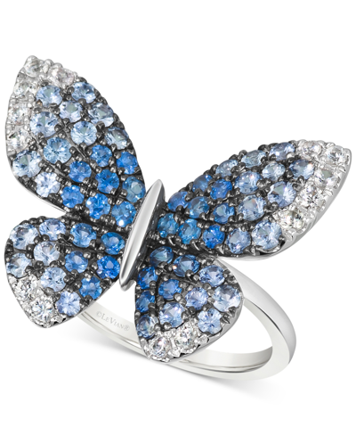 Le Vian Denim Ombre (1-3/4 Ct. T.w.) & White Sapphire (1/3 Ct. T.w.) Butterfly Ring In 14k White Gold