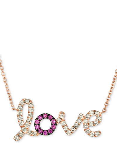 Le Vian Ruby (1/5 Ct. T.w.) & Nude Diamond (5/8 Ct. T.w.) Love Script Pendant Necklace In 14k Rose Gold, 16"