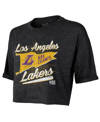 MAJESTIC WOMEN'S MAJESTIC THREADS BLACK LOS ANGELES LAKERS 2020 NBA FINALS CHAMPIONS CROP TOP T-SHIRT