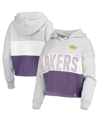 47 BRAND WOMEN'S '47 BRAND HEATHERED GRAY LOS ANGELES LAKERS LIZZY CUTOFF PULLOVER HOODIE