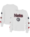 47 BRAND WOMEN'S '47 BRAND WHITE BROOKLYN NETS 2021/22 CITY EDITION CALL UP PARKWAY LONG SLEEVE T-SHIRT