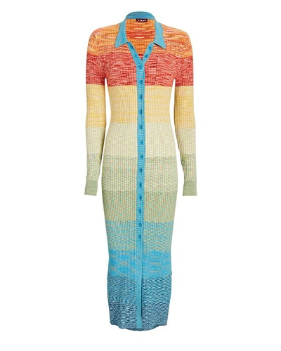 Staud Space-dyed Stretch-knit Midi Dress In Multi