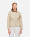 Barbour Quilted Jacket With Contrast Collar And Front Pockets In Beige