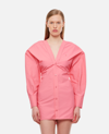Attico Exaggerated Sleeve Button-down Mini Dress In Pink