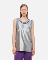 Khrisjoy Metallic Logo-print Jersey In Silver