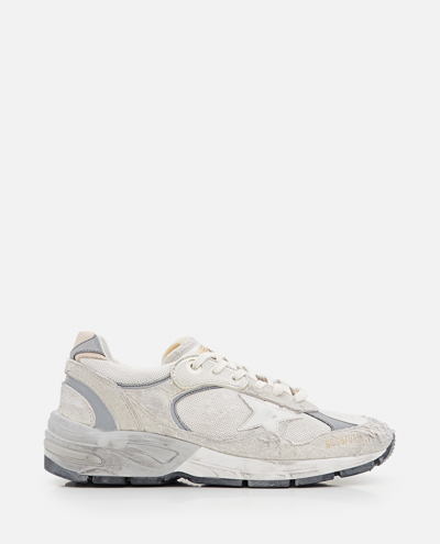 Golden Goose Dad-star Distressed Leather-trimmed Mesh And Suede Sneakers In White