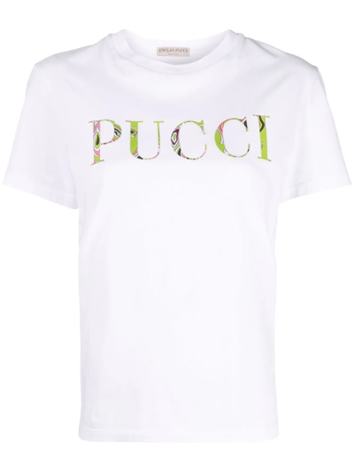 Emilio Pucci African Logo Print T-shirt In White
