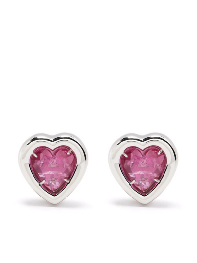 Ambush Heart Stone Earrings In Silver