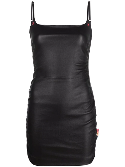 Off-white Black Square Neck Leather Mini Dress
