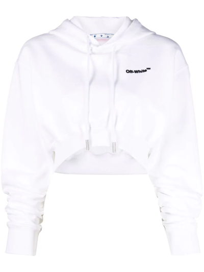 Off-white Helvetica Cropped Hoodie In White