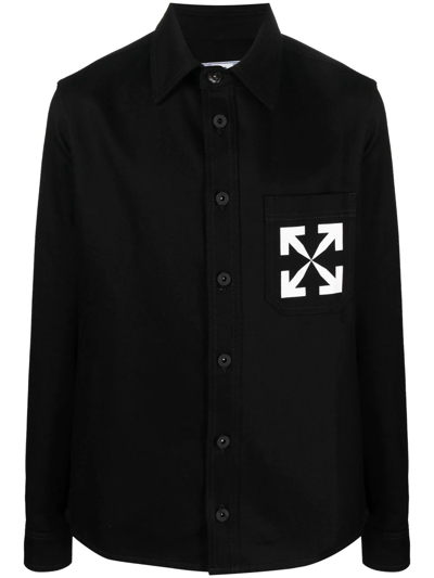 Off-white Single Arrow Cotton Denim Shirt In Black