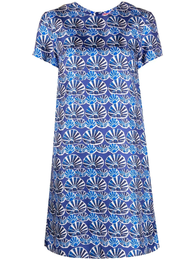 La Doublej Mini Swing Shell-print Silk Dress In Conchiglie