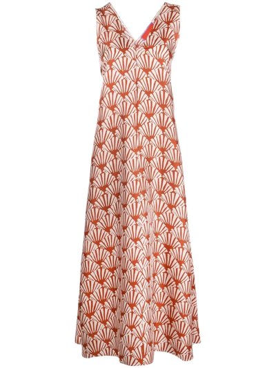 La Doublej Tent Shell-print Maxi Dress In Ventaglio