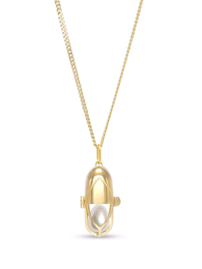 Capsule Eleven Freshwater Pearl Capsule Pendant Necklace In Gold