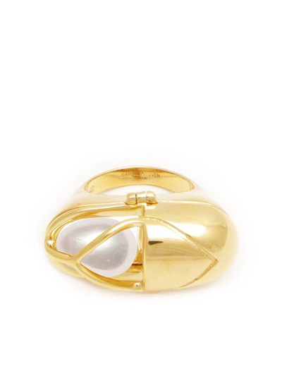 Capsule Eleven Capsule Pearl Ring In Gold