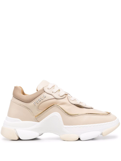 Furla Chunky Lace-up Trainers In Beige