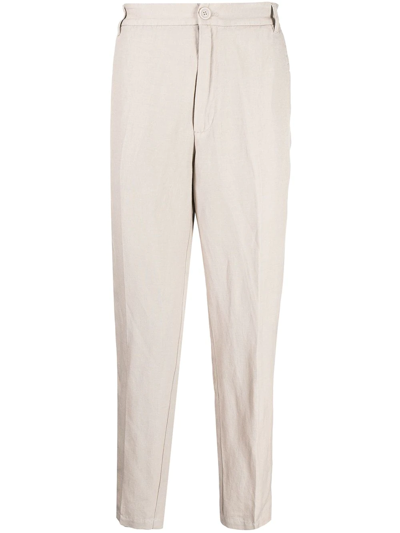 Armani Exchange Tapered High-waist Trousers In Braun