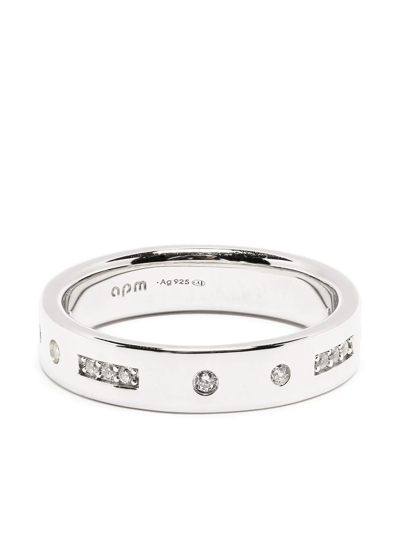 Apm Monaco Morse Code Band Ring In Silber