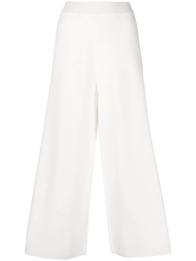 Malo Fine-knit Culottes In Weiss