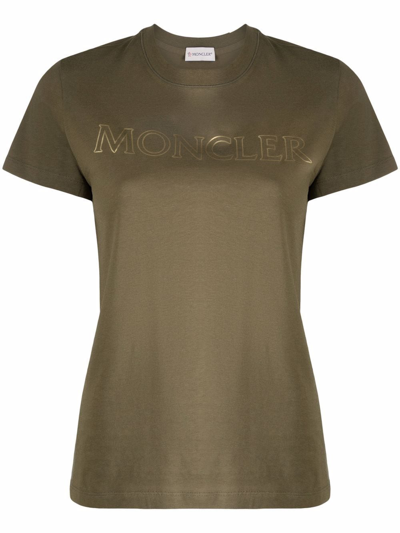 Moncler Cotton Jersey Logo T-shirt In Grün