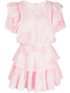 Loveshackfancy Natasha Ruffle Lace-trim Mini Dress In Rosa