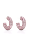 Amina Muaddi Cameron Silver-tone Crystal Hoop Earrings In Rosa