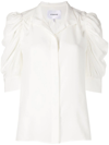 Frame Gillian B Gathered Organic Cotton-poplin Blouse In Off White