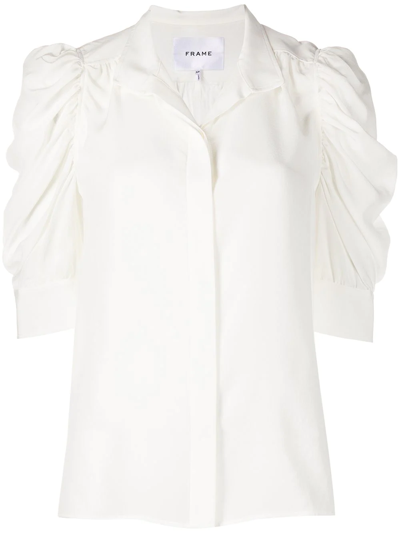 Frame Gillian B Gathered Organic Cotton-poplin Blouse In White