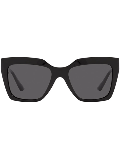 Versace Oversized Greca Sunglasses In Black