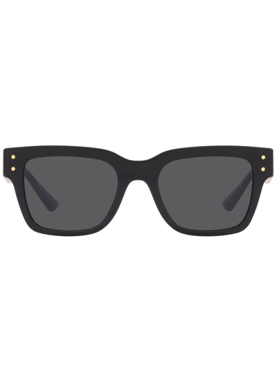 Versace Greca 方框太阳眼镜 In Black