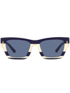 Tory Burch Stripe-print Frame Sunglasses In Solid Navy