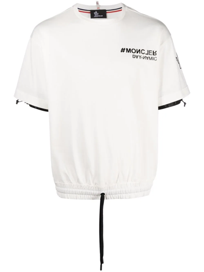 Moncler Embossed-logo Drawstring T-shirt In White