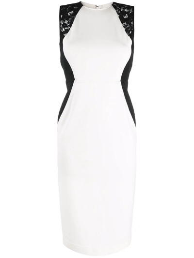 Twinset Lace-detail Sleeveless Midi Dress In Weiss