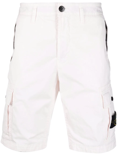 Stone Island Logo-patch Cargo Shorts In White