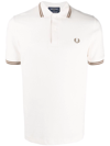 Fred Perry Twin-tipped Piqué Polo Shirt In White