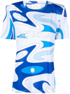 Sara Battaglia Abstract-pattern Print T-shirt In Blau