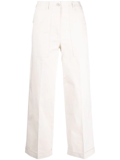 Moncler Rolled-cuff Cropped Trousers In White