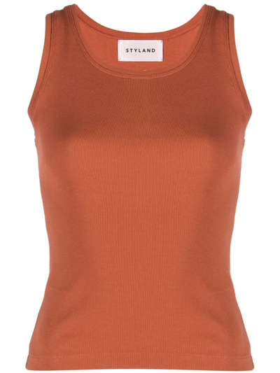 Styland Slim-cut Tank Top In Orange