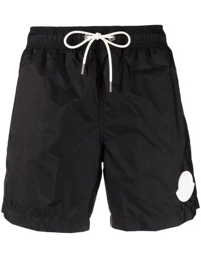 Moncler Logo-patch Swim Shorts In Black  