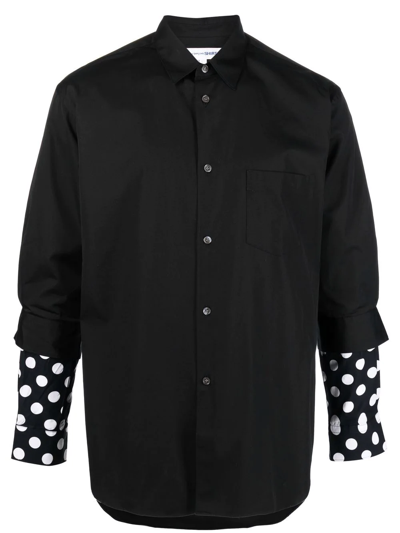 Comme Des Garçons Shirt Dot-print Cotton-poplin Shirt In Black