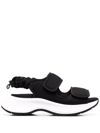 Hogan H585 Sandal In Velcro Effect Fabric In Schwarz