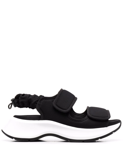 Hogan H585 Sandal In Velcro Effect Fabric In Black