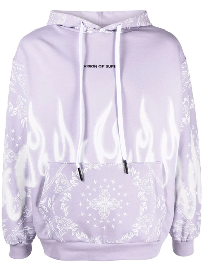 Vision Of Super Unisex Lilac Hoodie With Bandana Print In Purple
