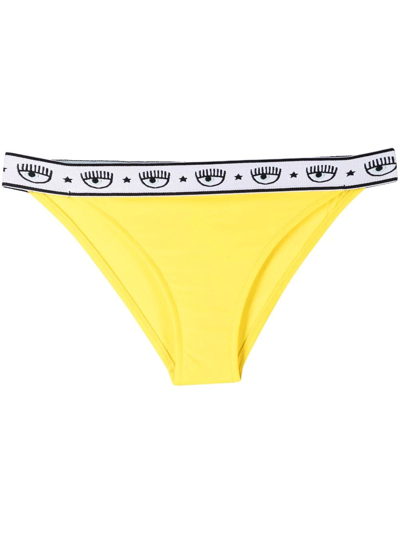 Chiara Ferragni Logo-tape Detail Bikini Bottom In Gelb