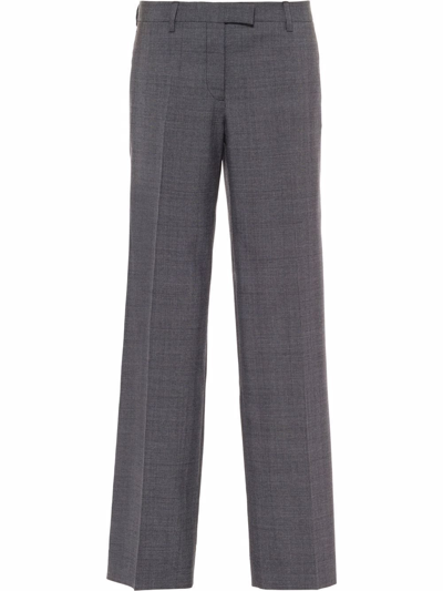 Miu Miu Prince Of Wales Check Straight Leg Trousers In Navy